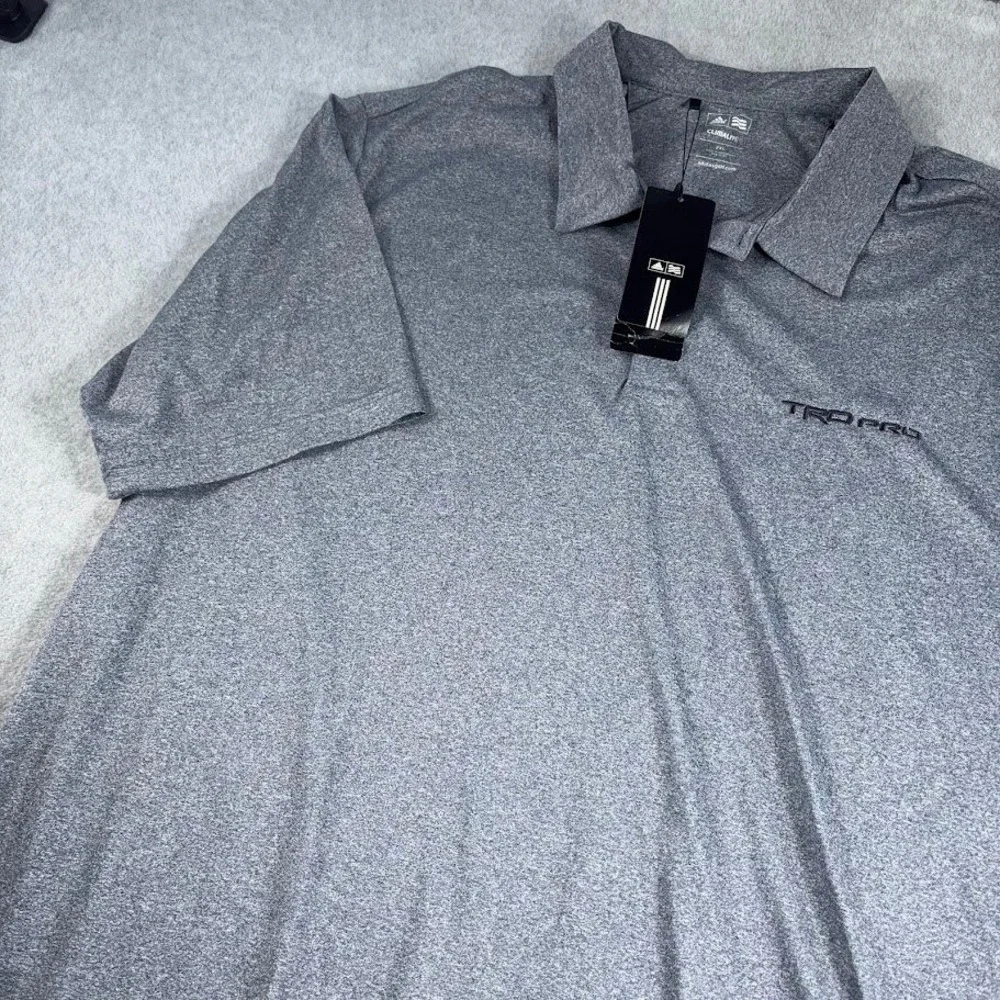 Adidas Polo Shirt Mens 2XL Gray Heathered NWT TRD PRO Climalite Golf Tee